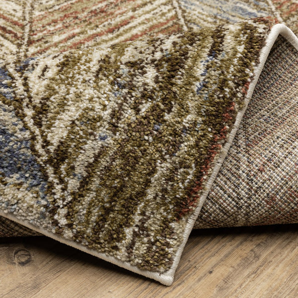 Oriental Weavers Gemma Plush High-Pile Area Rug In Rust & Blue Chevron-Diamond Pattern For Cozy, Stylish Rooms 83.86'' L x 62.99'' W GGEM04160213ST