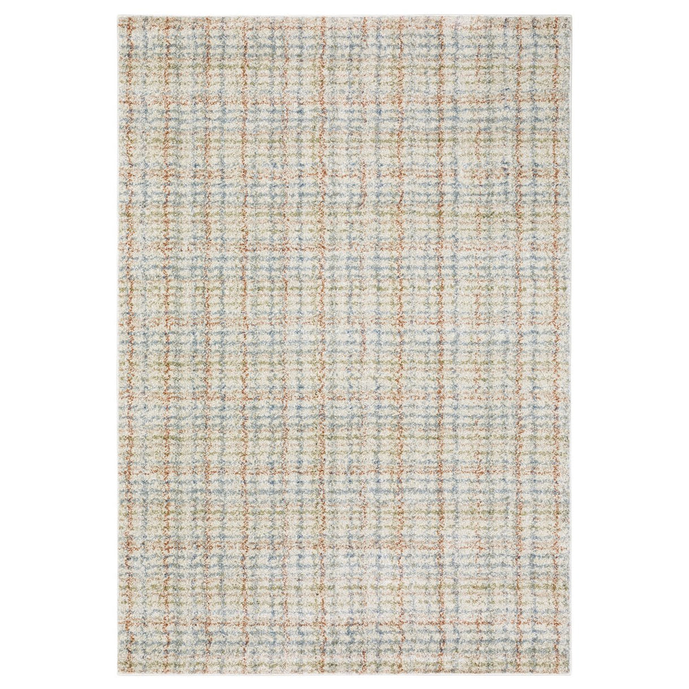 Oriental Weavers Gemma High-Pile Plaid Runner 2'3"X7' — Plush Polypropylene, Muted Blue & Rust Tones, Durable Style GGEM05068213ST