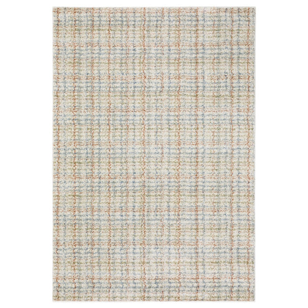 Oriental Weavers Gemma High-Pile Plaid Runner 2'3"X7' — Plush Polypropylene, Muted Blue & Rust Tones, Durable Style GGEM05068213ST