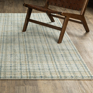 Oriental Weavers Gemma Plush High-Pile Runner 2'3" X 7' – Ivory Beige Plaid With Soft Blue & Green, Antique-Wash Finish GGEM06068213ST