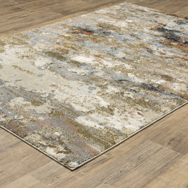 Oriental Weavers Gemma Mineral-Inspired High-Pile Area Rug In Olive & Blue — Plush, Durable, Stain-Hiding Design 83.86'' L x 62.99'' W GGEM07160213ST