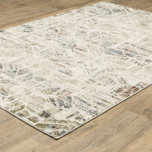 Oriental Weavers Gemma Plush High-Pile Beige Area Rug With Abstract Block Motifs In Blue Rust Green, Durable Comfort 83.86'' L x 62.99'' W GGEM08160213ST