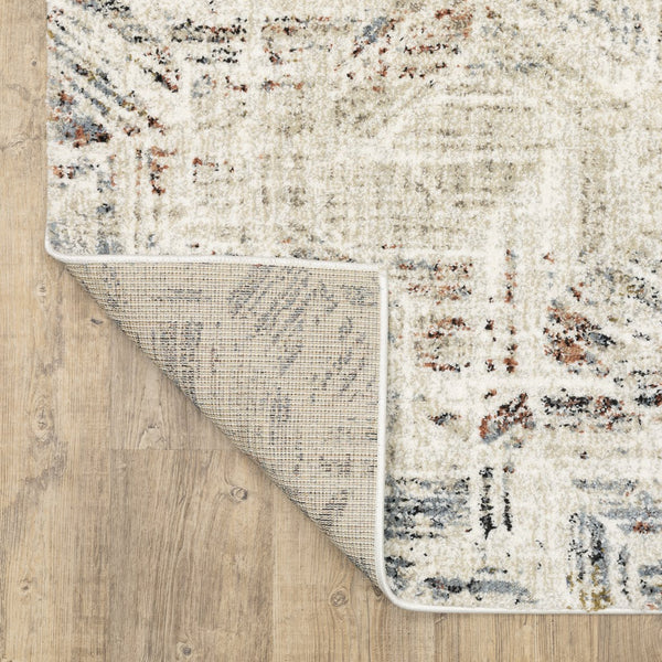Oriental Weavers Gemma Plush High-Pile Beige Area Rug With Abstract Block Motifs In Blue Rust Green, Durable Comfort 83.86'' L x 62.99'' W GGEM08160213ST