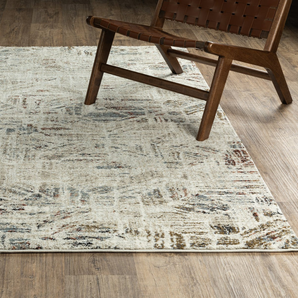 Oriental Weavers Gemma Plush High-Pile Runner Rug 2'3"X7' — Beige Distressed Geometric With Blue, Rust & Green Accents GGEM08068213ST