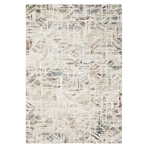 Oriental Weavers Gemma Plush High-Pile Runner Rug 2'3"X7' — Beige Distressed Geometric With Blue, Rust & Green Accents GGEM08068213ST