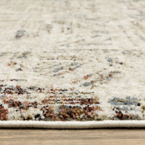 Oriental Weavers Gemma Plush High-Pile Runner Rug 2'3"X7' — Beige Distressed Geometric With Blue, Rust & Green Accents GGEM08068213ST