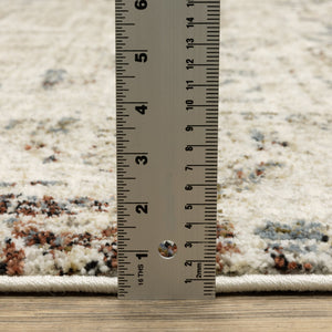 Oriental Weavers Gemma Plush High-Pile Runner Rug 2'3"X7' — Beige Distressed Geometric With Blue, Rust & Green Accents GGEM08068213ST