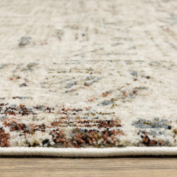 Oriental Weavers Gemma Plush High-Pile Beige Area Rug With Abstract Block Motifs In Blue Rust Green, Durable Comfort 83.86'' L x 62.99'' W GGEM08160213ST