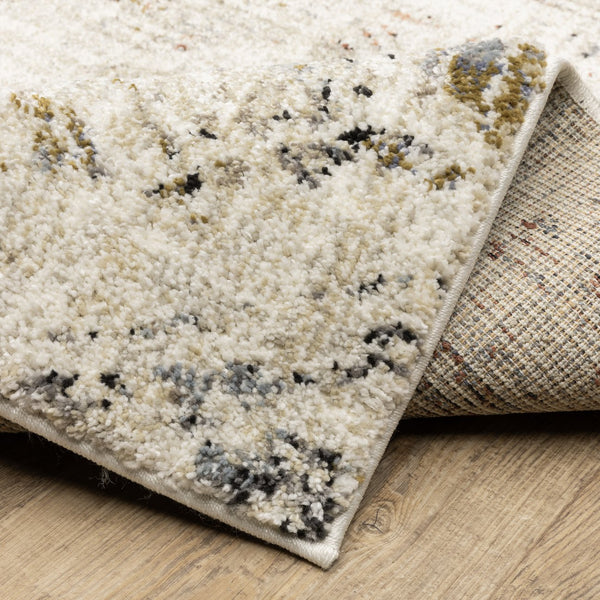 Oriental Weavers Gemma Plush High-Pile Runner Rug 2'3"X7' — Beige Distressed Geometric With Blue, Rust & Green Accents GGEM08068213ST