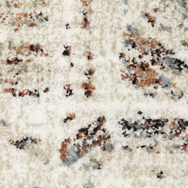 Oriental Weavers Gemma Plush High-Pile Runner Rug 2'3"X7' — Beige Distressed Geometric With Blue, Rust & Green Accents GGEM08068213ST