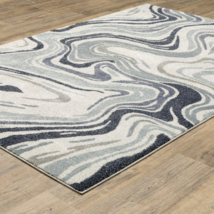 Oriental Weavers Gemma Plush Blue Grey Abstract Area Rug — High-Pile Polypropylene For Comfort & Durable Style 120.08'' L x 94.49'' W GGEM09240305ST
