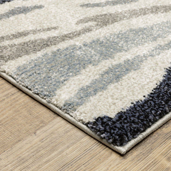 Oriental Weavers Gemma High-Pile Blue & Grey Runner 2'3"X7' — Plush Polypropylene Hallway Rug, Modern Swirl Design GGEM09068213ST