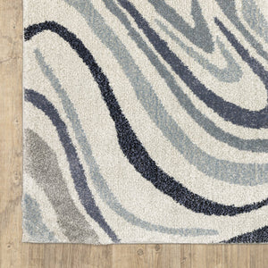 Oriental Weavers Gemma High-Pile Blue & Grey Runner 2'3"X7' — Plush Polypropylene Hallway Rug, Modern Swirl Design GGEM09068213ST