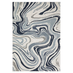 Oriental Weavers Gemma High-Pile Blue & Grey Runner 2'3"X7' — Plush Polypropylene Hallway Rug, Modern Swirl Design GGEM09068213ST