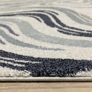 Oriental Weavers Gemma High-Pile Blue & Grey Runner 2'3"X7' — Plush Polypropylene Hallway Rug, Modern Swirl Design GGEM09068213ST