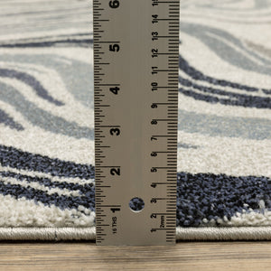 Oriental Weavers Gemma High-Pile Blue & Grey Runner 2'3"X7' — Plush Polypropylene Hallway Rug, Modern Swirl Design GGEM09068213ST