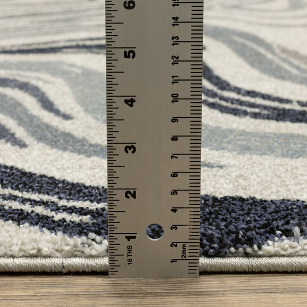 Oriental Weavers Gemma High-Pile Blue & Grey Runner 2'3"X7' — Plush Polypropylene Hallway Rug, Modern Swirl Design GGEM09068213ST