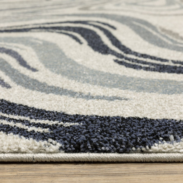 Oriental Weavers Gemma Plush Blue Grey Abstract Area Rug — High-Pile Polypropylene For Comfort & Durable Style 120.08'' L x 94.49'' W GGEM09240305ST