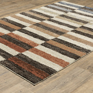 Oriental Weavers Gemma Plush High-Pile Area Rug With Color-Blocked Earth Tones, Durable Polypropylene, Warm Modern Accent 107.87'' L x 78.74'' W GGEM10200274ST