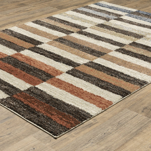 Oriental Weavers Gemma Plush High-Pile Area Rug With Color-Blocked Earth Tones, Durable Polypropylene, Warm Modern Accent 107.87'' L x 78.74'' W GGEM10200274ST