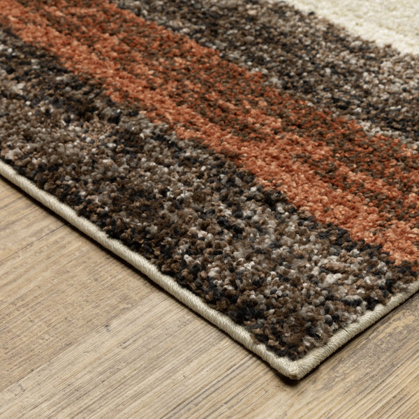Oriental Weavers Gemma High-Pile Runner Rug 2'3" X 7' — Brown Rust Beige Color-Block, Plush Durable Polypropylene Finish GGEM10068213ST
