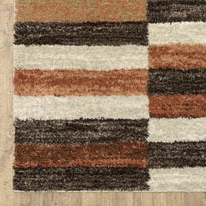 Oriental Weavers Gemma High-Pile Runner Rug 2'3" X 7' — Brown Rust Beige Color-Block, Plush Durable Polypropylene Finish GGEM10068213ST