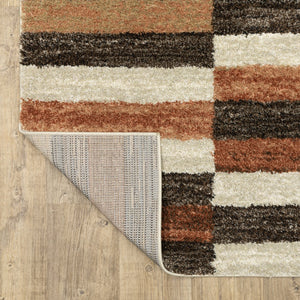 Oriental Weavers Gemma Plush High-Pile Area Rug With Color-Blocked Earth Tones, Durable Polypropylene, Warm Modern Accent 107.87'' L x 78.74'' W GGEM10200274ST