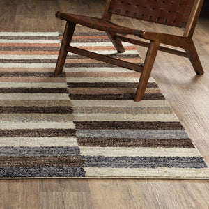 Oriental Weavers Gemma Plush High-Pile Area Rug With Color-Blocked Earth Tones, Durable Polypropylene, Warm Modern Accent 107.87'' L x 78.74'' W GGEM10200274ST
