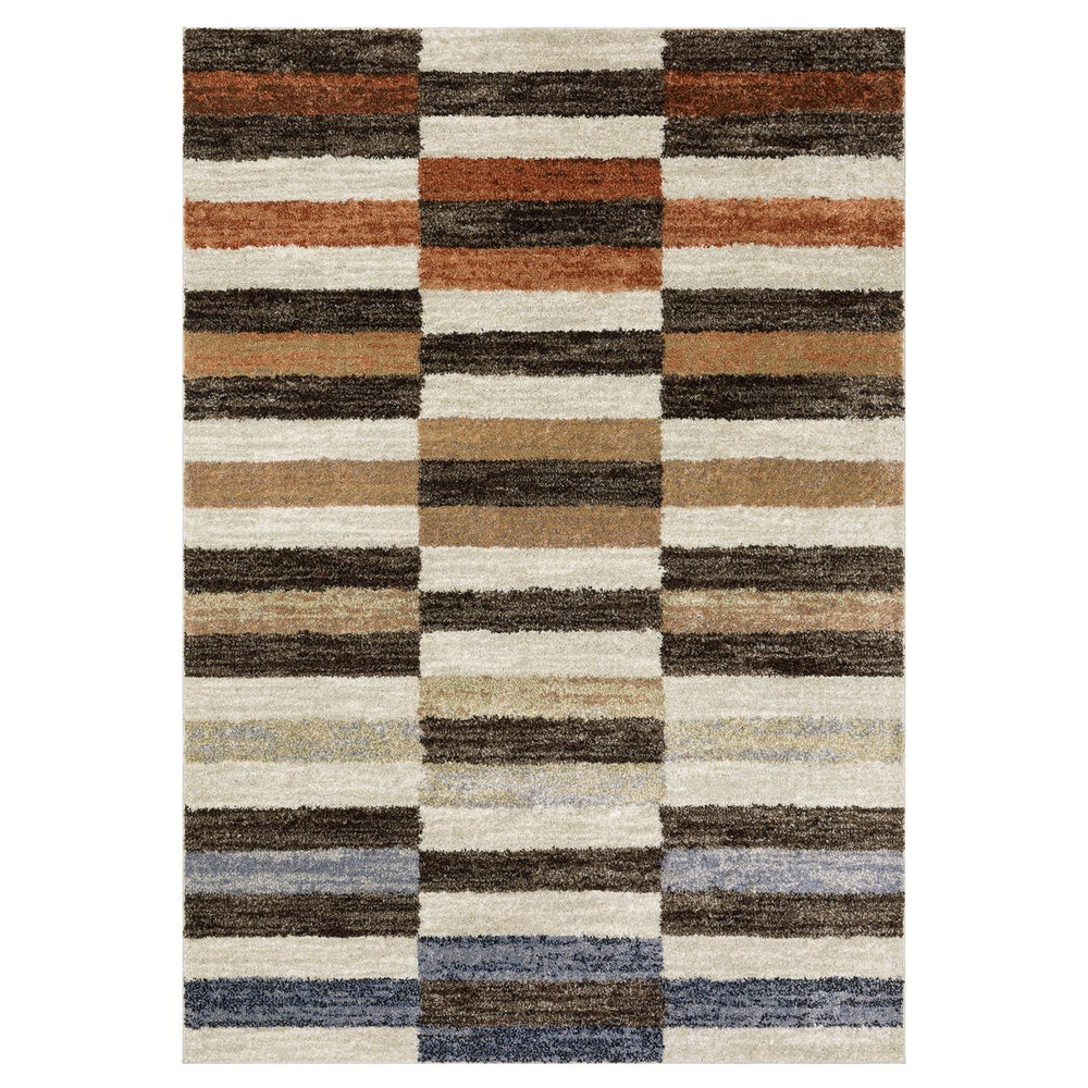 Oriental Weavers Gemma High-Pile Runner Rug 2'3" X 7' — Brown Rust Beige Color-Block, Plush Durable Polypropylene Finish GGEM10068213ST