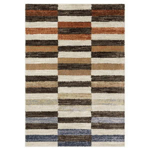 Oriental Weavers Gemma Plush High-Pile Area Rug With Color-Blocked Earth Tones, Durable Polypropylene, Warm Modern Accent 107.87'' L x 78.74'' W GGEM10200274ST