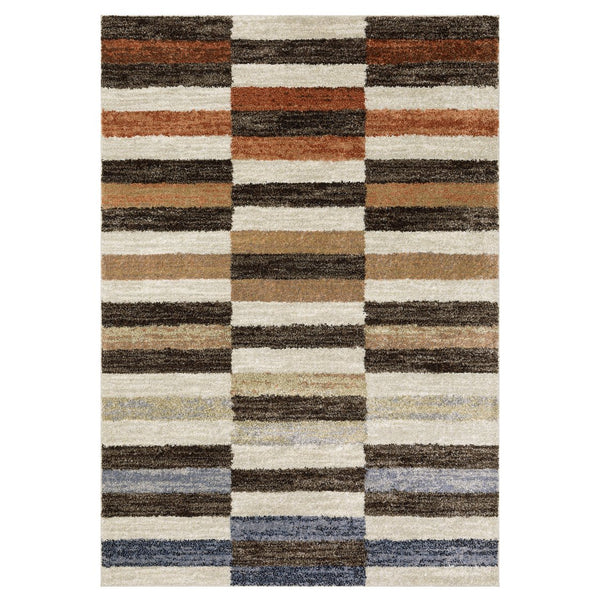 Oriental Weavers Gemma Plush High-Pile Area Rug With Color-Blocked Earth Tones, Durable Polypropylene, Warm Modern Accent 107.87'' L x 78.74'' W GGEM10200274ST