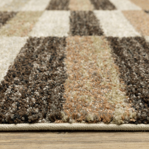 Oriental Weavers Gemma Plush High-Pile Area Rug With Color-Blocked Earth Tones, Durable Polypropylene, Warm Modern Accent 107.87'' L x 78.74'' W GGEM10200274ST