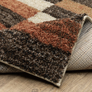 Oriental Weavers Gemma Plush High-Pile Area Rug With Color-Blocked Earth Tones, Durable Polypropylene, Warm Modern Accent 107.87'' L x 78.74'' W GGEM10200274ST