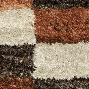 Oriental Weavers Gemma Plush High-Pile Area Rug With Color-Blocked Earth Tones, Durable Polypropylene, Warm Modern Accent 107.87'' L x 78.74'' W GGEM10200274ST
