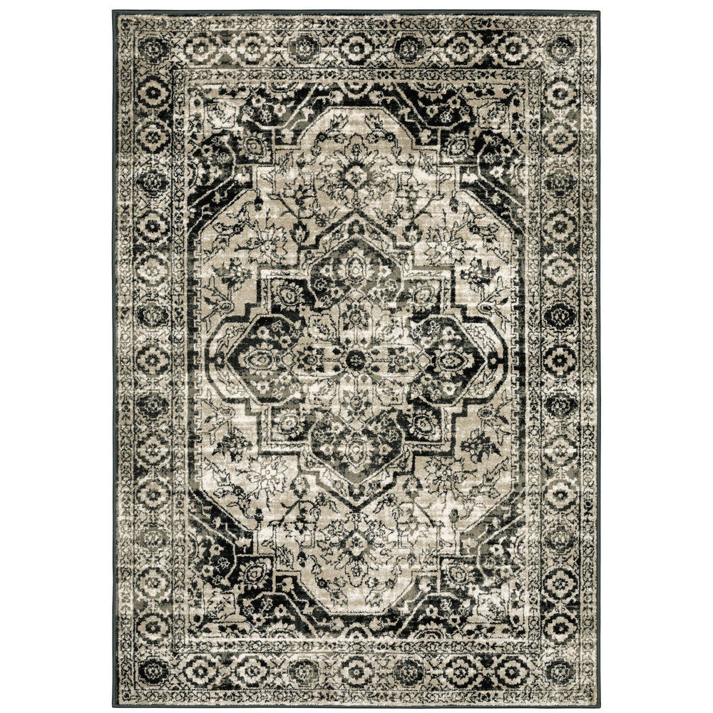 Oriental Weavers Georgia Indoor Area Rug – Stylish Power Loomed Design In Modern Farmhouse & Vintage Aesthetic Grey,Black Polypropylene G429g0117165st