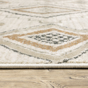 Oriental Weavers Georgia Indoor Area Rug - Power Loomed Polypropylene For Farmhouse Style In Distressed Patterns Ivory,Orange Polypropylene G660b0160220st