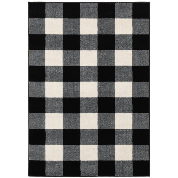 Oriental Weavers Georgia Indoor Area Rug - Stylish Power Loomed Design Perfect For Farmhouse And Modern Spaces Black,Ivory Polypropylene G678d0117165st