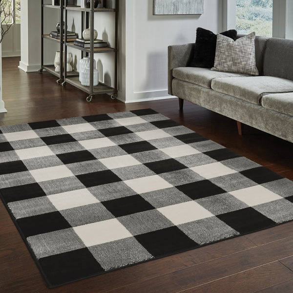 Oriental Weavers Georgia Indoor Area Rug - Stylish Power Loomed Design Perfect For Farmhouse And Modern Spaces Black,Ivory Polypropylene G678d0117165st