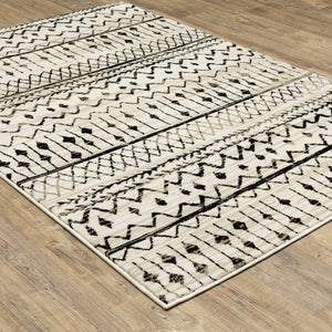 Oriental Weavers Georgia Indoor Area Rug - Elegant Power Loomed Design In Chic Black And White For Modern Farmhouse Style Ivory,Black Polypropylene G8826e160220st