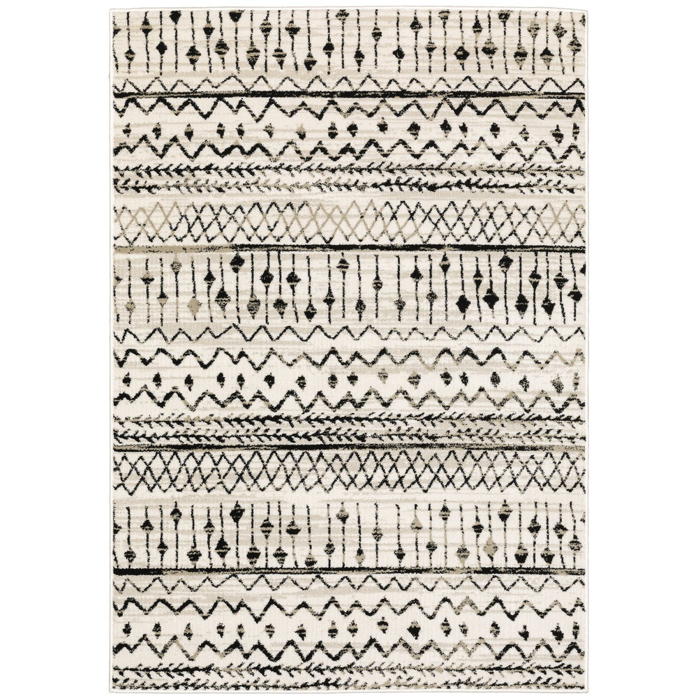Oriental Weavers Georgia Indoor Area Rug - Elegant Power Loomed Design In Chic Black And White For Modern Farmhouse Style Ivory,Black Polypropylene G8826e160220st