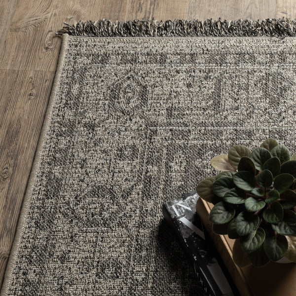 Oriental Weavers Gillian Indoor/Outdoor Area Rug - Textured Global Design In Gray And Ivory, Perfect For High-traffic Areas Beige,Black Polypropylene G5094x100152st