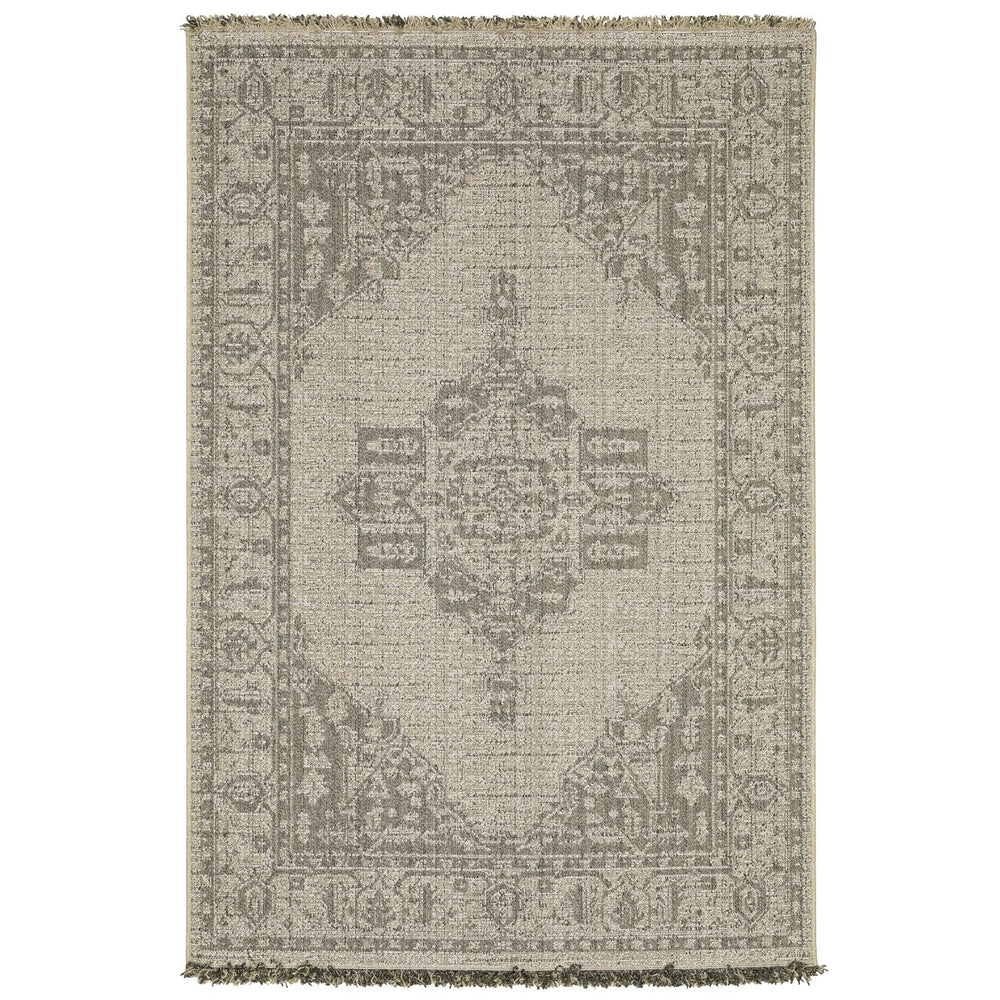 Oriental Weavers Gillian Indoor/Outdoor Area Rug - Textured Global Design In Gray And Ivory, Perfect For High-traffic Areas Beige,Black Polypropylene G5094x100152st