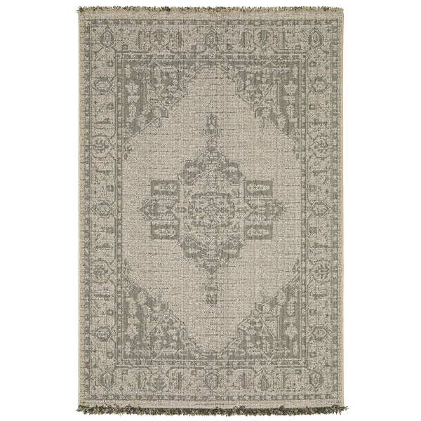 Oriental Weavers Gillian Indoor/Outdoor Area Rug - Textured Global Design In Gray And Ivory, Perfect For High-traffic Areas Beige,Black Polypropylene G5094x100152st