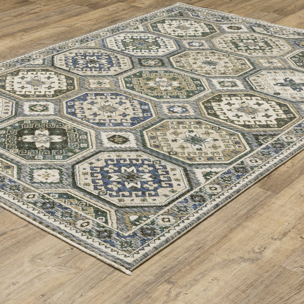 Oriental Weavers Hastings Indoor Area Rug - Stunning Globally Inspired Design With Luxurious Texture And Colorful Appeal Ivory,Blue Polyester Hha05h116168st
