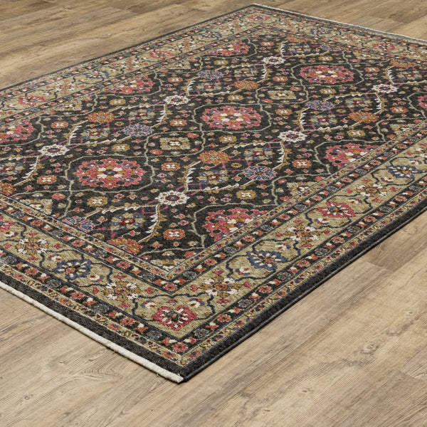 Oriental Weavers Hastings Indoor Area Rug – Stunning Globally Inspired Design With Vibrant Colors For Any Room Charcoal,Pink Polyester Hha07d300394st