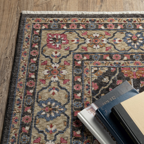 Oriental Weavers Hastings Indoor Area Rug – Stunning Globally Inspired Design With Vibrant Colors For Any Room Charcoal,Pink Polyester Hha07d300394st