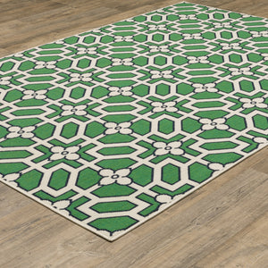 Oriental Weavers Havana Ivory/Green Indoor/Outdoor Area Rug - Vibrant 3'3" X 5' Design For Year-round Style Ivory,Green Polypropylene Hhav01100152st