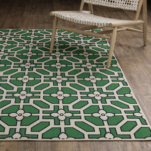 Oriental Weavers Havana Ivory/Green Indoor/Outdoor Area Rug - Vibrant 3'3" X 5' Design For Year-round Style Ivory,Green Polypropylene Hhav01100152st