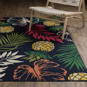 Oriental Weavers Havana Indoor/Outdoor Area Rug - Vibrant Navy, Yellow & Pink - 5'3" X 7'3" - Fun, Easy-care Design Navy,Multi Polypropylene Hhav07160220st