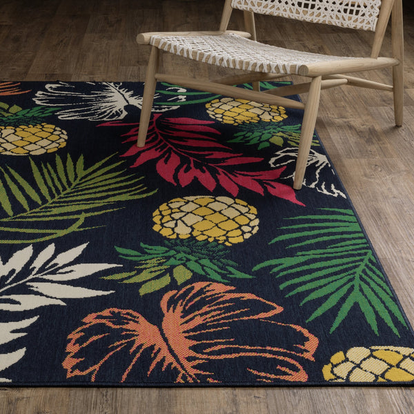 Oriental Weavers Havana Indoor/Outdoor Area Rug - Vibrant Navy, Yellow & Pink - 5'3" X 7'3" - Fun, Easy-care Design Navy,Multi Polypropylene Hhav07160220st